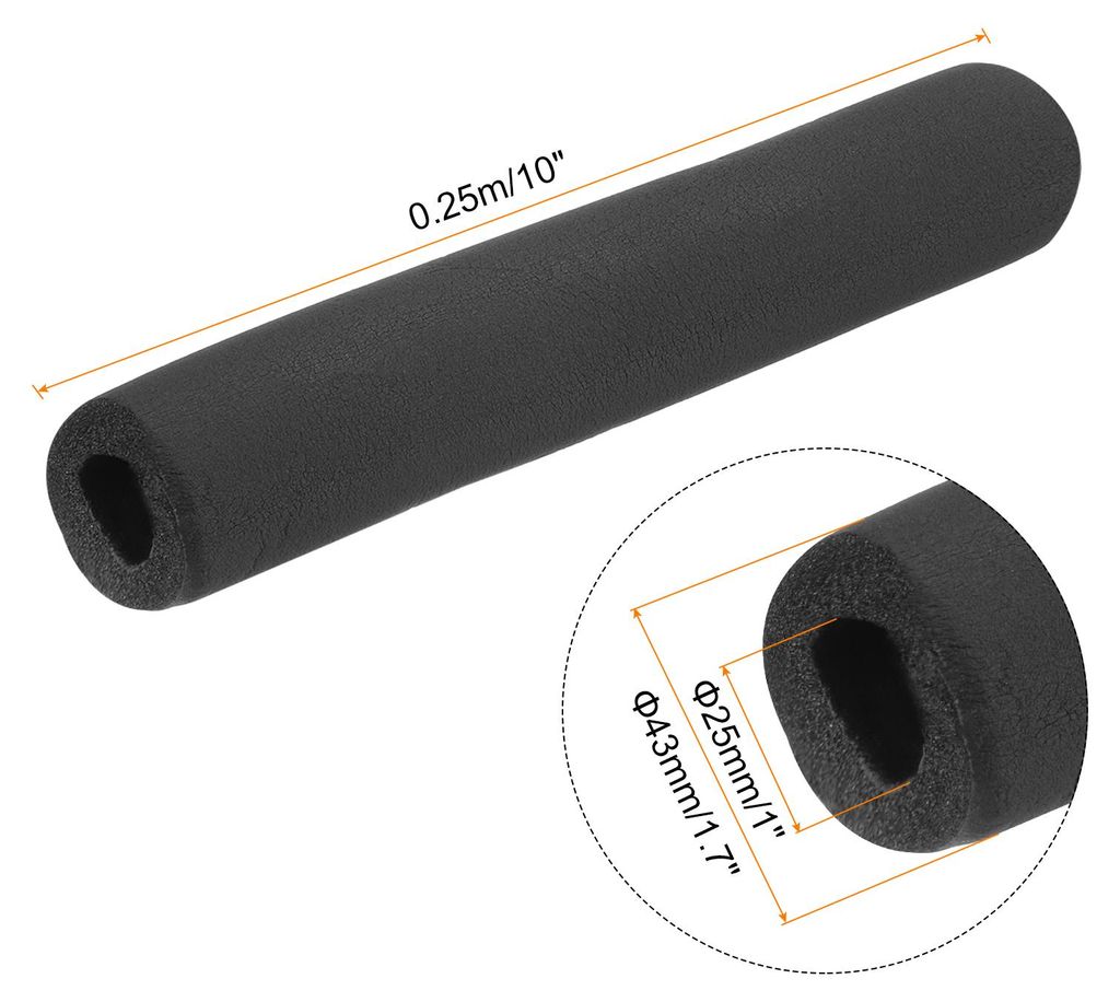 2 x 0.25m Rohrisolierung Schaumstoff, Durchmesser 25mm Isolierst?rke 9mm Heizungsrohr Verkleidung fš¹r Fitnessger?te, Rohre, Handhaben (Schwarz)