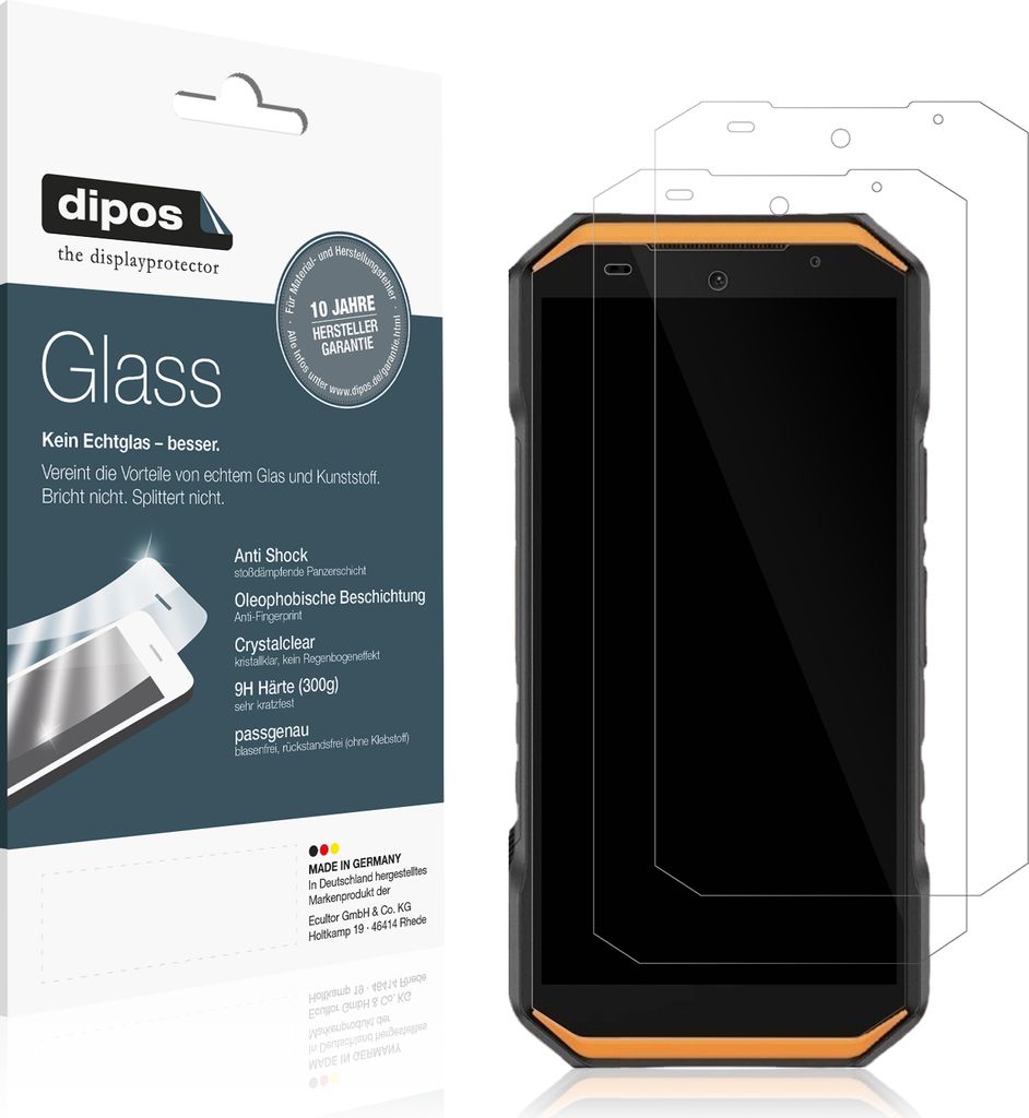 2x Schutzfolie für Ulefone Armor X32 - Anti-Shock 9H Folie dipos Glass Kunststoffglas