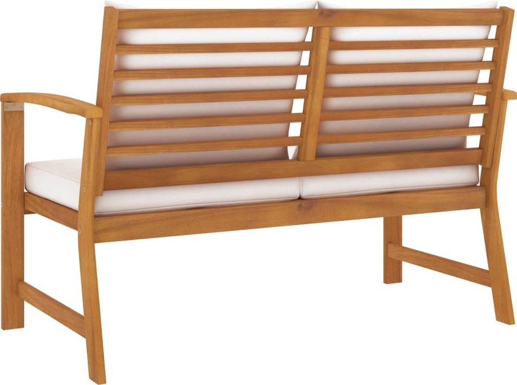 vidaXL Gartenbank 120 cm mit Cremeweißen Kissen Massivholz Produktbild 3