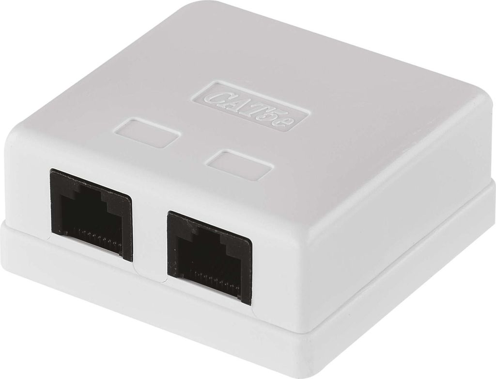 EMOS - CAT 5e Universal Netzwerkdose, 2x RJ45 Port, Aufputz, 1 Gbps (1000 Mbps) Netzwerk, Anschlussdose / Datendose / Netzwerkbuchse - weiß