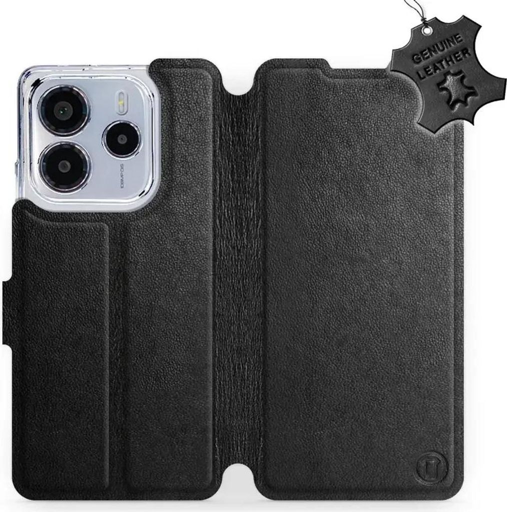Echtleder Handyhülle für Xiaomi Redmi Note 14 4G, Mobiwear Leather, Schwarz