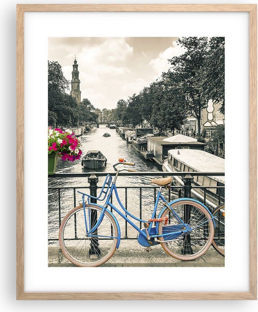 Gerahmtes Poster - Rahmen in heller Eiche - Amsterdam Produktbild 