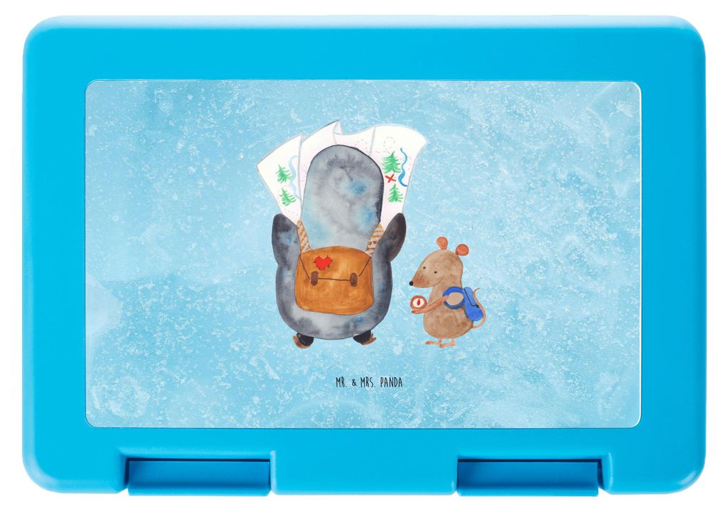 Mr. & Mrs. Panda Bentobox Pinguin & Maus Wanderer - Eisblau - Geschenk, Wandern, Lunchbox, Ausflug, Vorratsbehälter, Vorratsdose, Bento Box, Brotz...