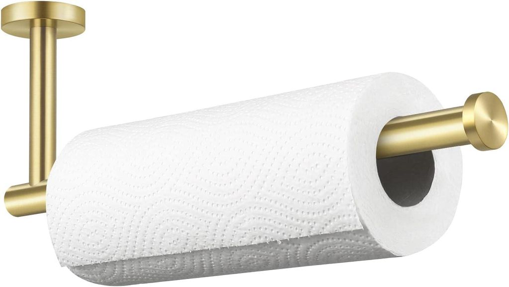 Küchenrollenhalter aus gebürstetem Messing für 28 cm lange Papierhandtuchrollen, Wandmontage, Edelstahl SUS 304, gebürstetes Messing