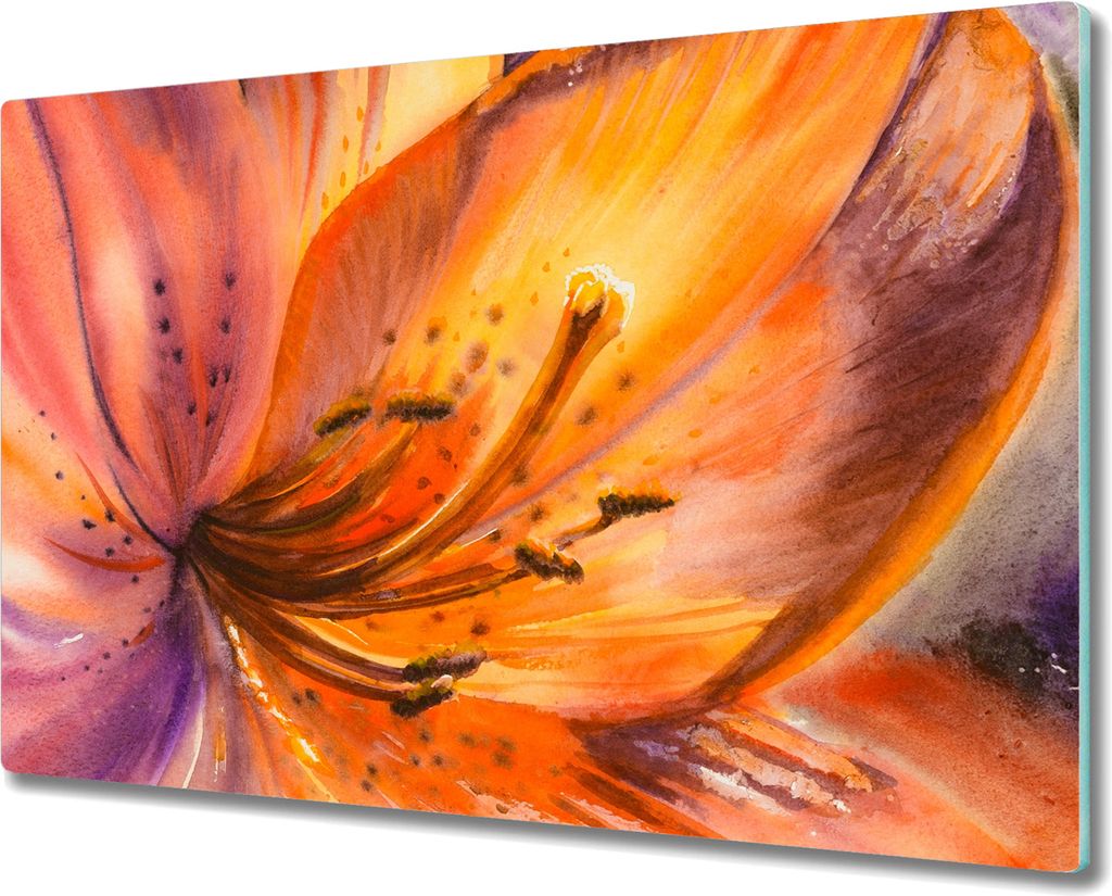 Coloray Schneidebrett Herdabdeckplatte 80x52 cm Kochplattenabdeckung Hackbrett Küchenbrett - Natur Blumen