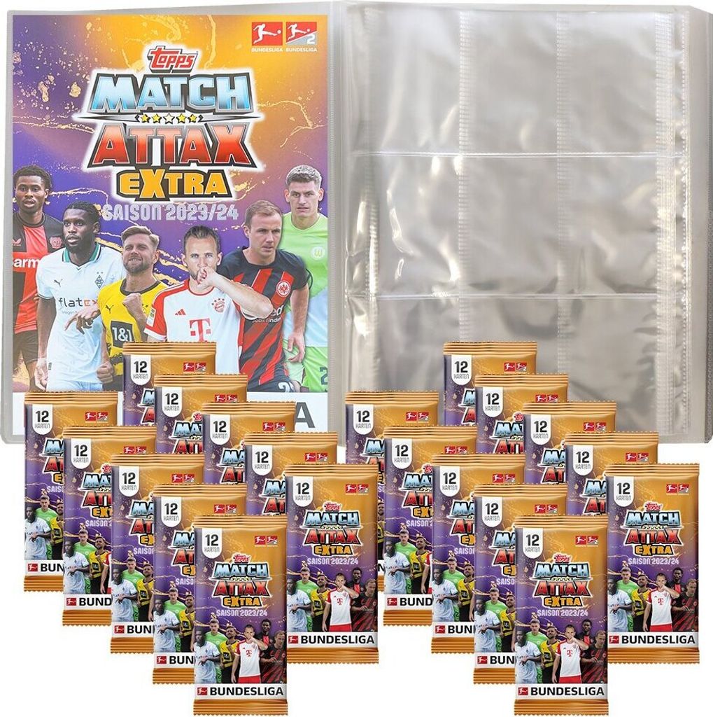 Topps Match Attax EXTRA Bundesliga 2023/24 - 1 Leere Sammelmappe + 20 Booster