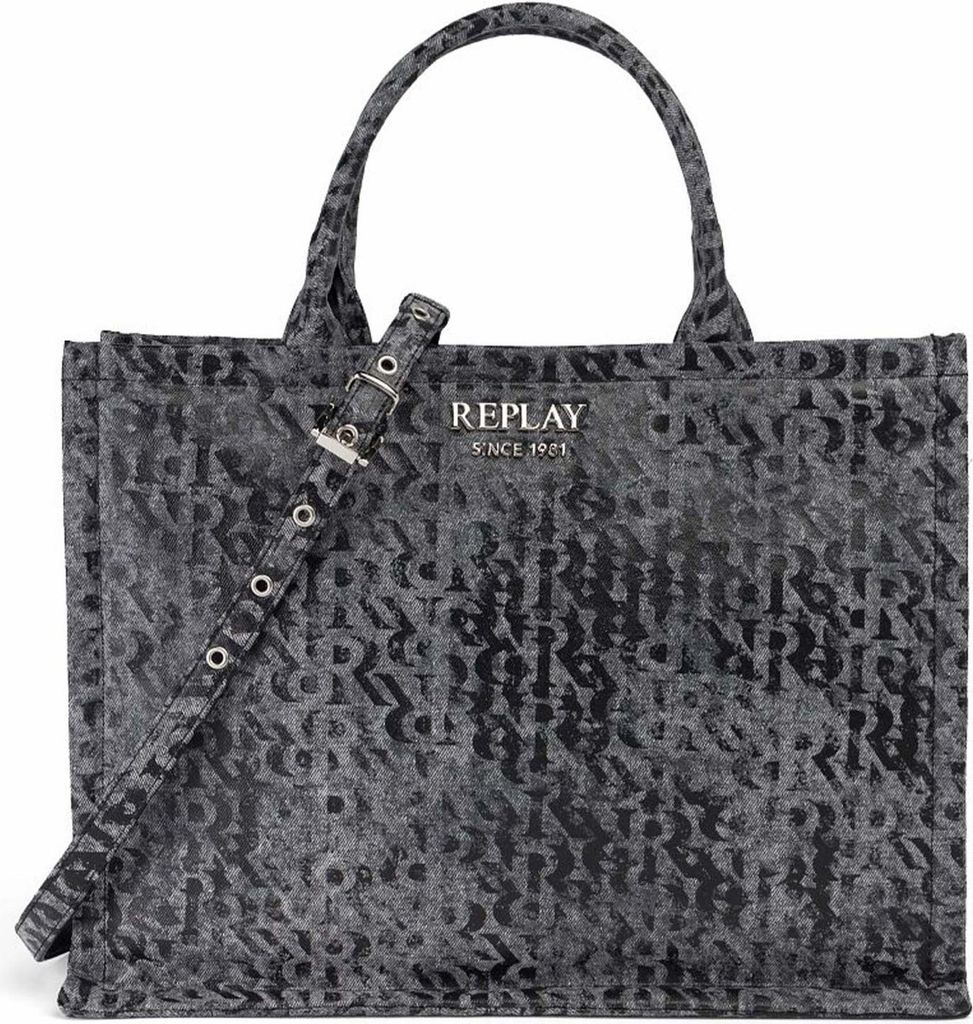 REPLAY Schultertasche Shoulder Bag Washed Black grau
