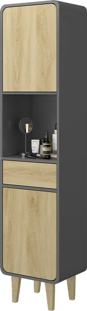 Vicco Mobili per il bagno Arla, 40 x 161 cm, Antracite/quercia dorata - 2