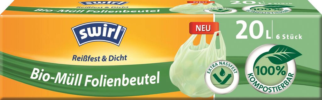 Müllsack Bioabfall Folie 20l grün 6 Stück Packung mit 16 Stück