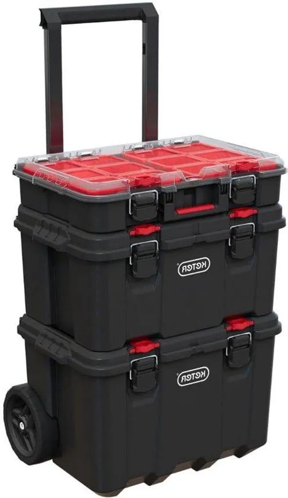 Lot de 3 bacs de rangement empilables en plastique robuste gris anthracite