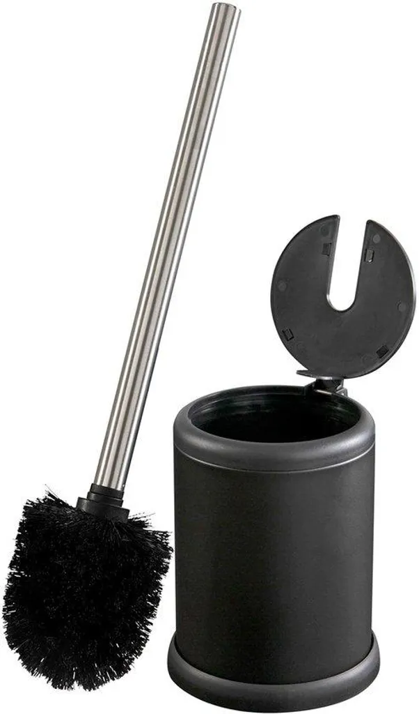 Pot à balai WC compact noir mat hygiénique à clapet automatique