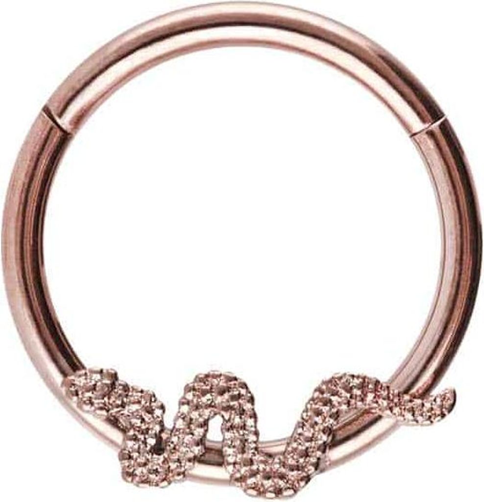 Ohrpiercing, Nasenpiercing, Septum Piercing Chirurgenstahl Segmentring Clicker SCHLANGE RoséGold Innendurchmesser: 10 mm