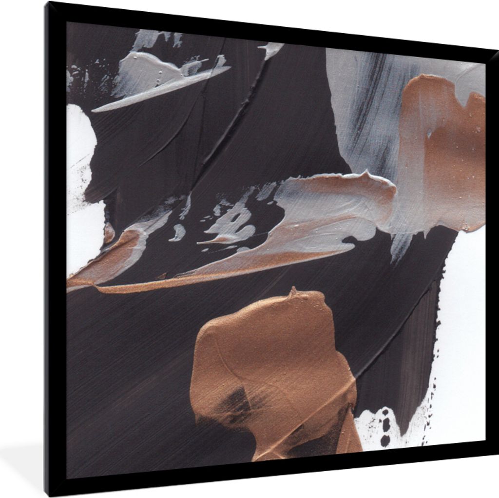 MuchoWow Gerahmtes Poster Abstrakt - Farbe - Gold 40x40 cm - Poster mit Schwarzem Bilderrahmen Wandposter Rahmen Foto Bilder - Mit Rahmen - Wandd...