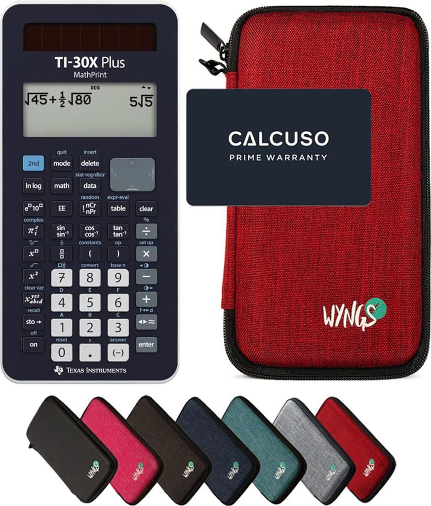TI-30X Plus MathPrint inkl. WYNGS Schutztasche Rot - Wissenschaftlicher Taschenrechner - Basic Set
