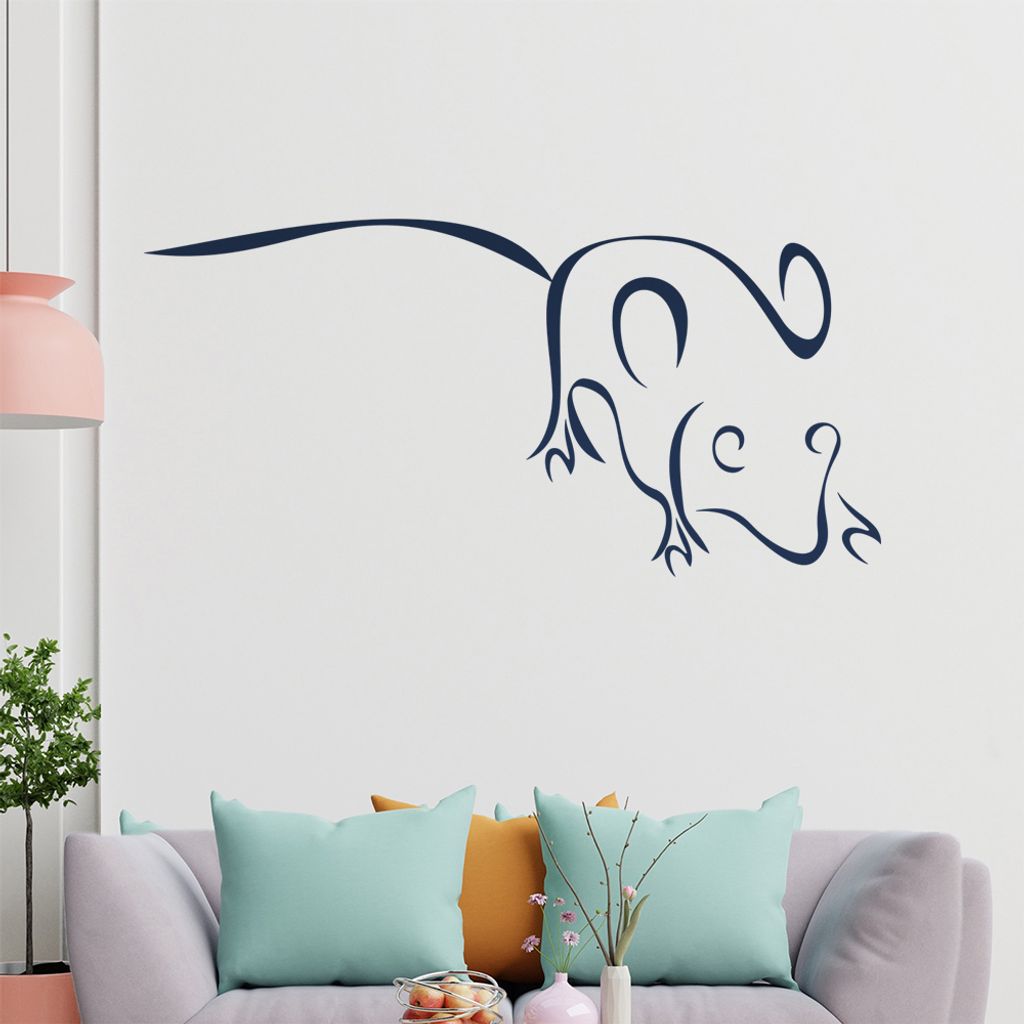 Maus Linien Wandtattoo in 6 Größen - Wandaufkleber Wall Sticker - Dekoration, Küche, Wohnzimmer, Schlafzimmer, Badezimmer