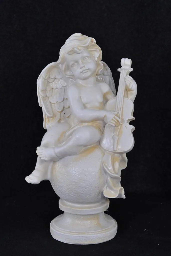 Sculpture Ange Violoniste Abstraite en Pierre Reconstituée - Modèle 30cm