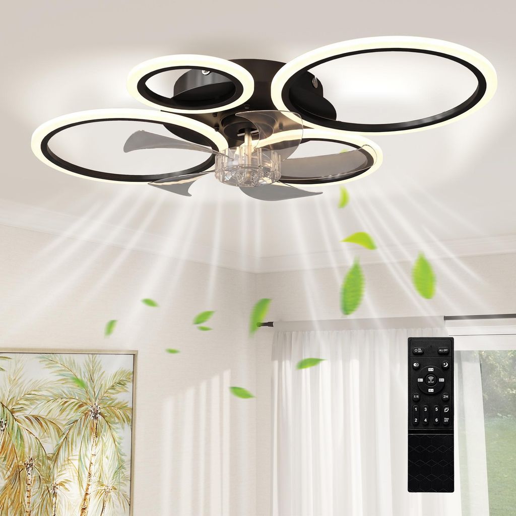 HOMCOM LED Deckenleuchte mit Ventilator, Leise DC Motor, 6 Produktbild 
