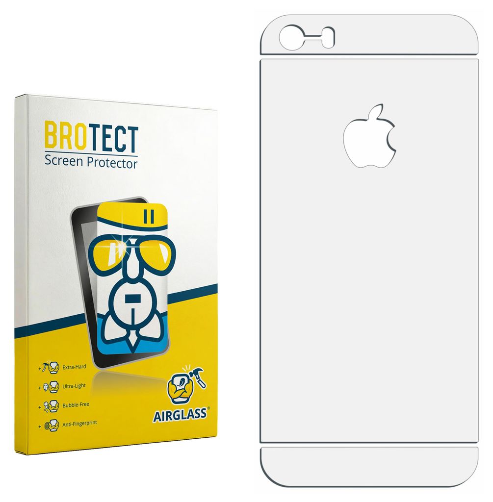 BROTECT Schutzglas für Apple iPhone 5 / 5S / 5C / SE Rückseite (gesamte Fläche + LogoCut) Schutzfolie Panzer Folie Glas Display Schutz klar