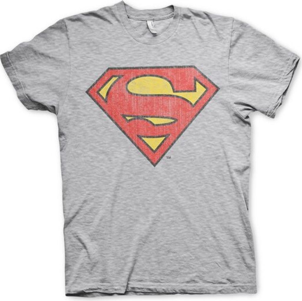 Superman Washed Shield T-Shirt - X-Large - Heather-Grey