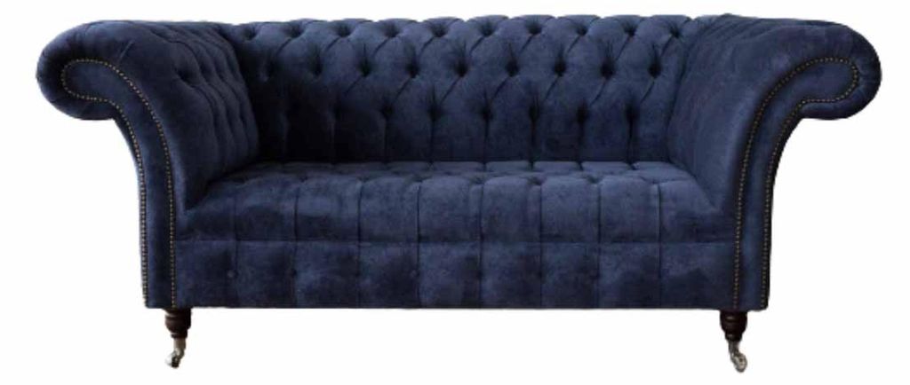 Chesterfield Design Sofa Couch 2 Sitzer Polster Blau Sofas Couchen Neu