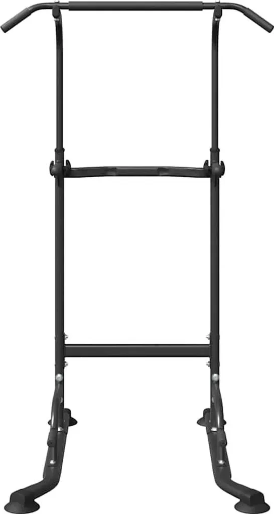Station de dips robuste Power Tower noire avec barre de traction fixe