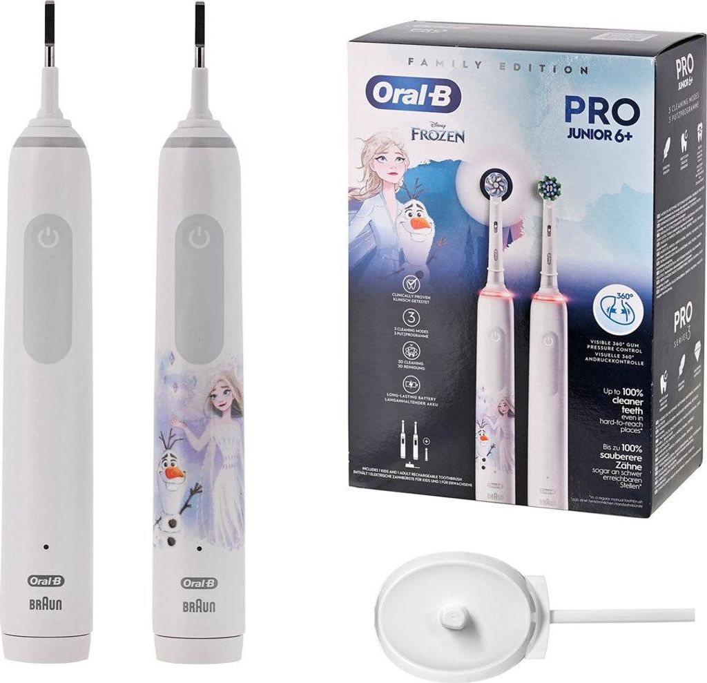 Braun Oral-B Pro 3 3000 Weiss+Oral-B Junior Gefroren Produktbild 