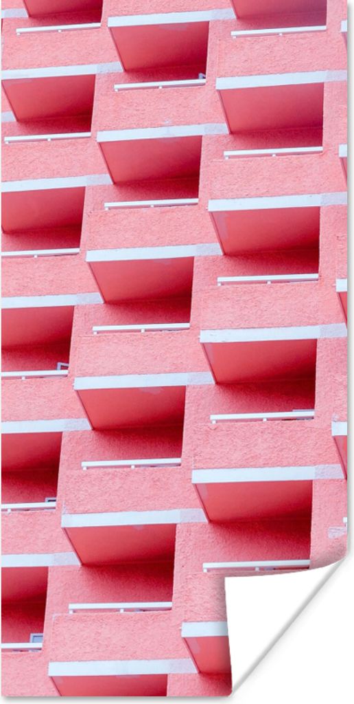 MuchoWow Poster Rosa - Balkon - Sommer - Architektur 20x40 cm - Plakat - Foto