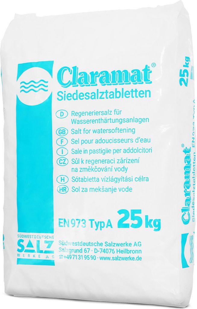 Claramat Siedesalztabletten 25kg Regeneriersalz Produktbild 