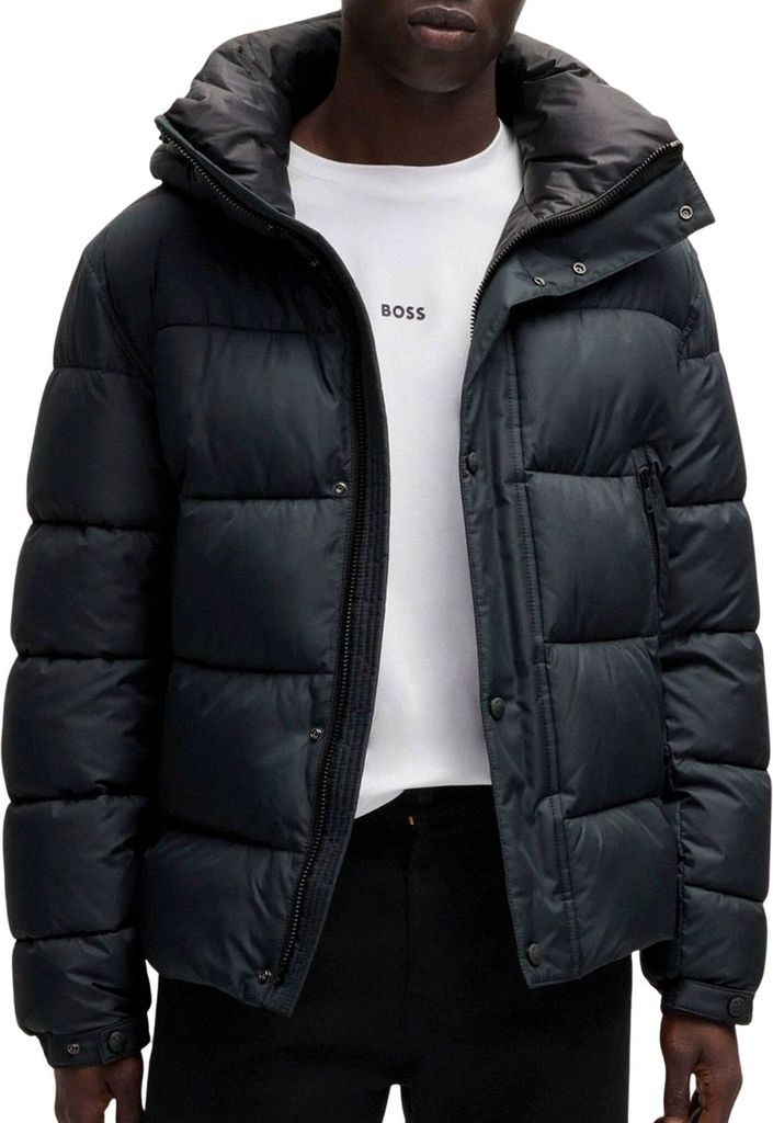 Boss Orange Winterjacke schwarz Polyester einfarbig