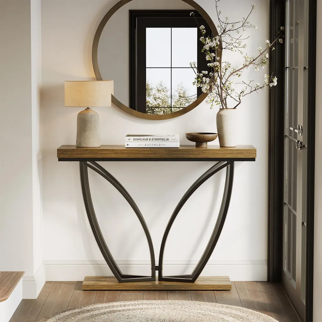 Tribesigns Table Console 105 cm : Table d'Appoint Industrielle de Salon