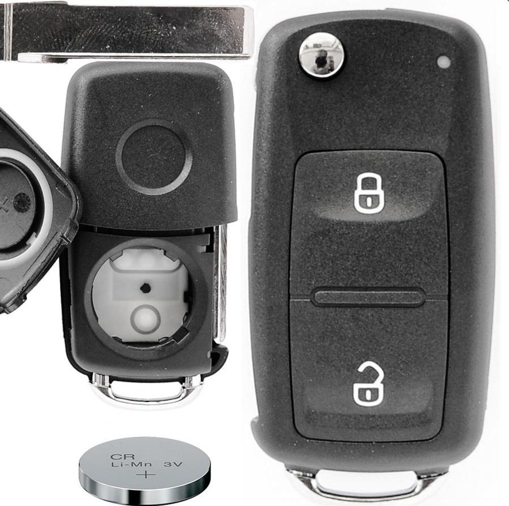Auto Schlüssel Funk Fernbedienung 1x Gehäuse 2 Tasten + 1x Produktbild 