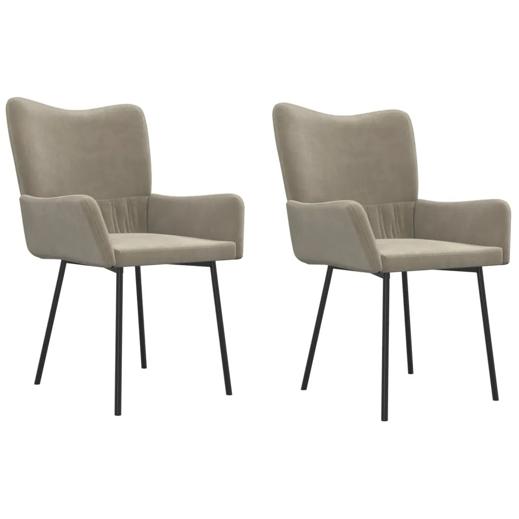 Set 2 Sedie Nordiche Velluto Grigio Chiaro Cucina Soggiorno