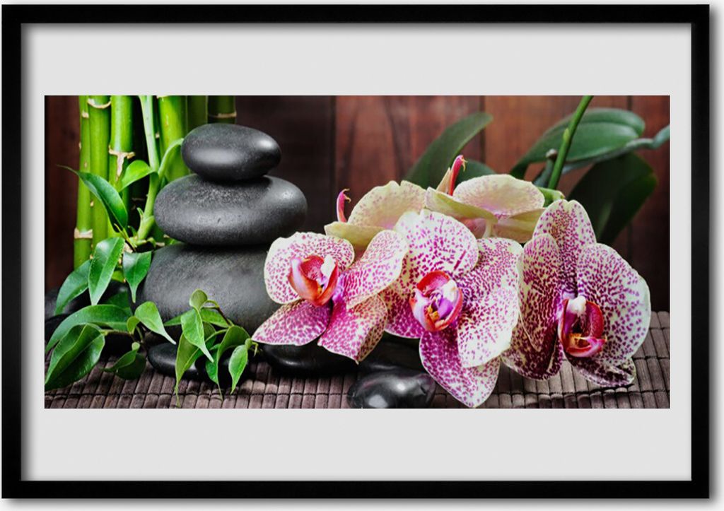 Bild 100x70 MDF-Rahmen Wandkunst Bamboo Orchid Spa