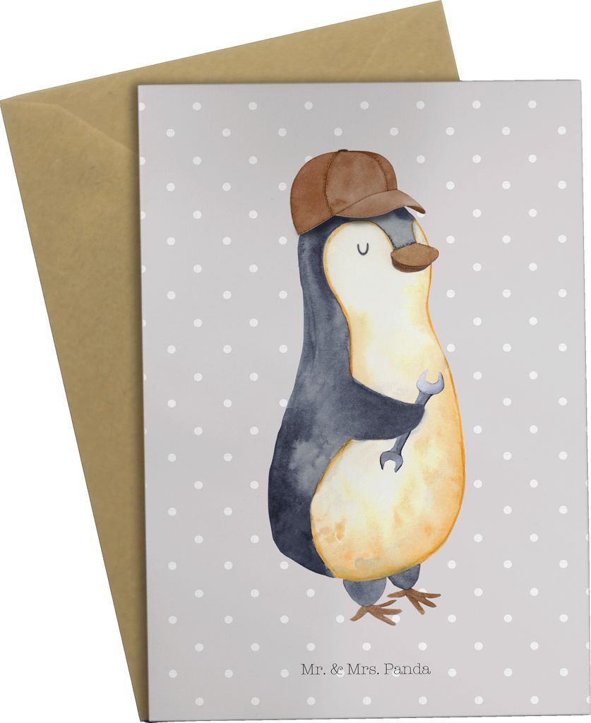 Mr. & Mrs. Panda Grußkarte Wenn Papa es nicht reparieren kann, sind wir am Arsch - Grau Pastell - Geschenk, einladungskarten, Vatertag, Muttertag,...