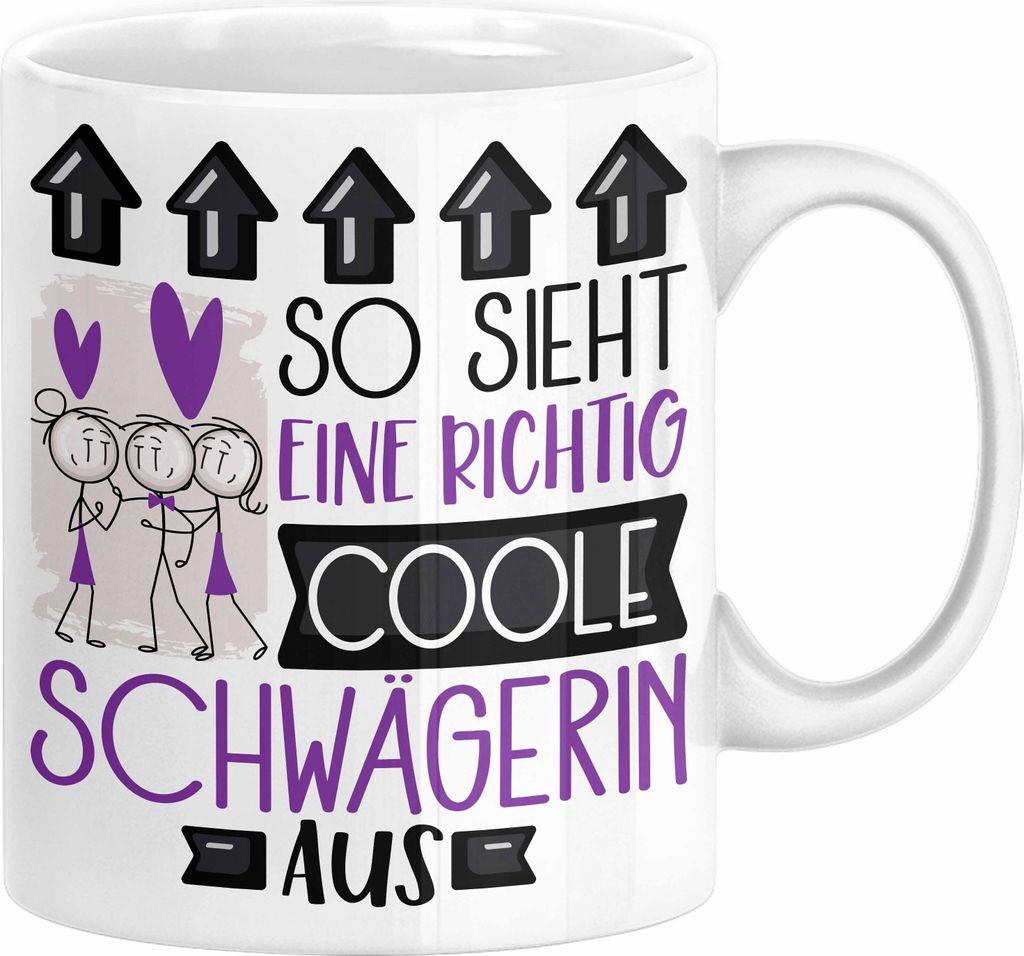 Schwägerin Geschenk Tasse Geschenkidee für Schwägerin Geburtstag Weihnachten Spruch So Sieht Eine Richtig Coole Schwägerin Aus Kaffee-Becher (W...