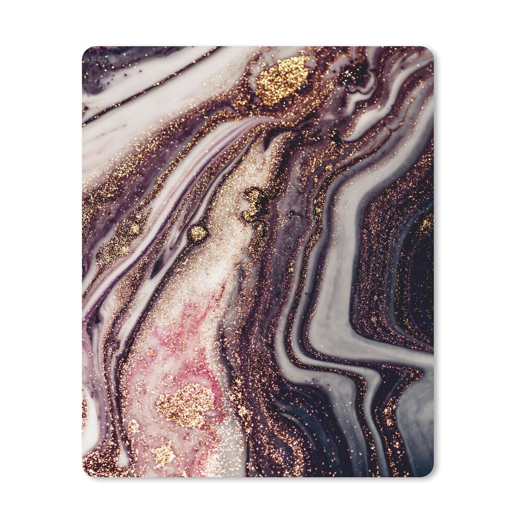 MuchoWow Mauspad Mousepad Marmor - Rosa - Gold - Glitzer - Marmoroptik 19x23 cm - Mousepads - Maus Mat - Pad - Mausunterlage - Mauspads - Spielen