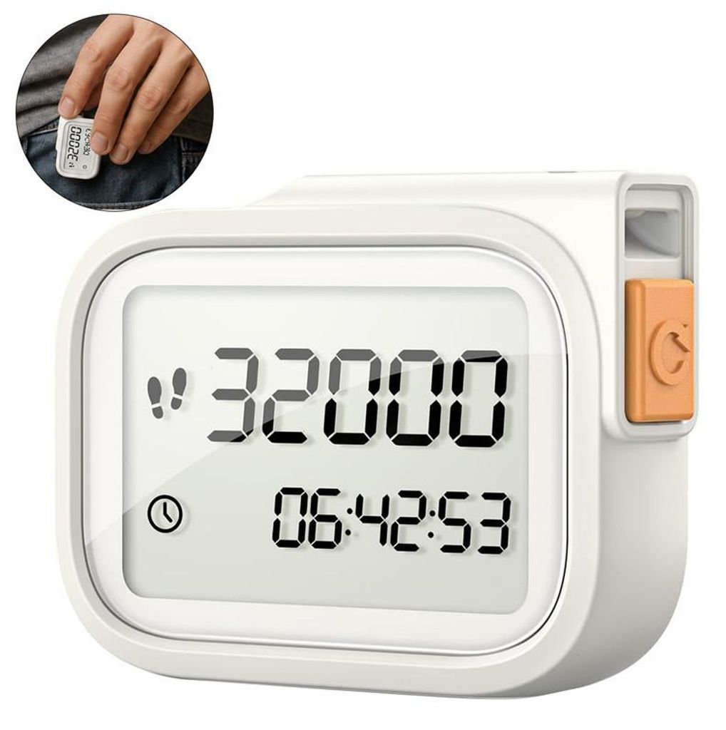 Pedometer Schrittzähler ohne Bluetooth LCD Display 3D Schrittmessung kompakt Mini Gehzeit Zähler für Fitness Training Senioren und Alltag