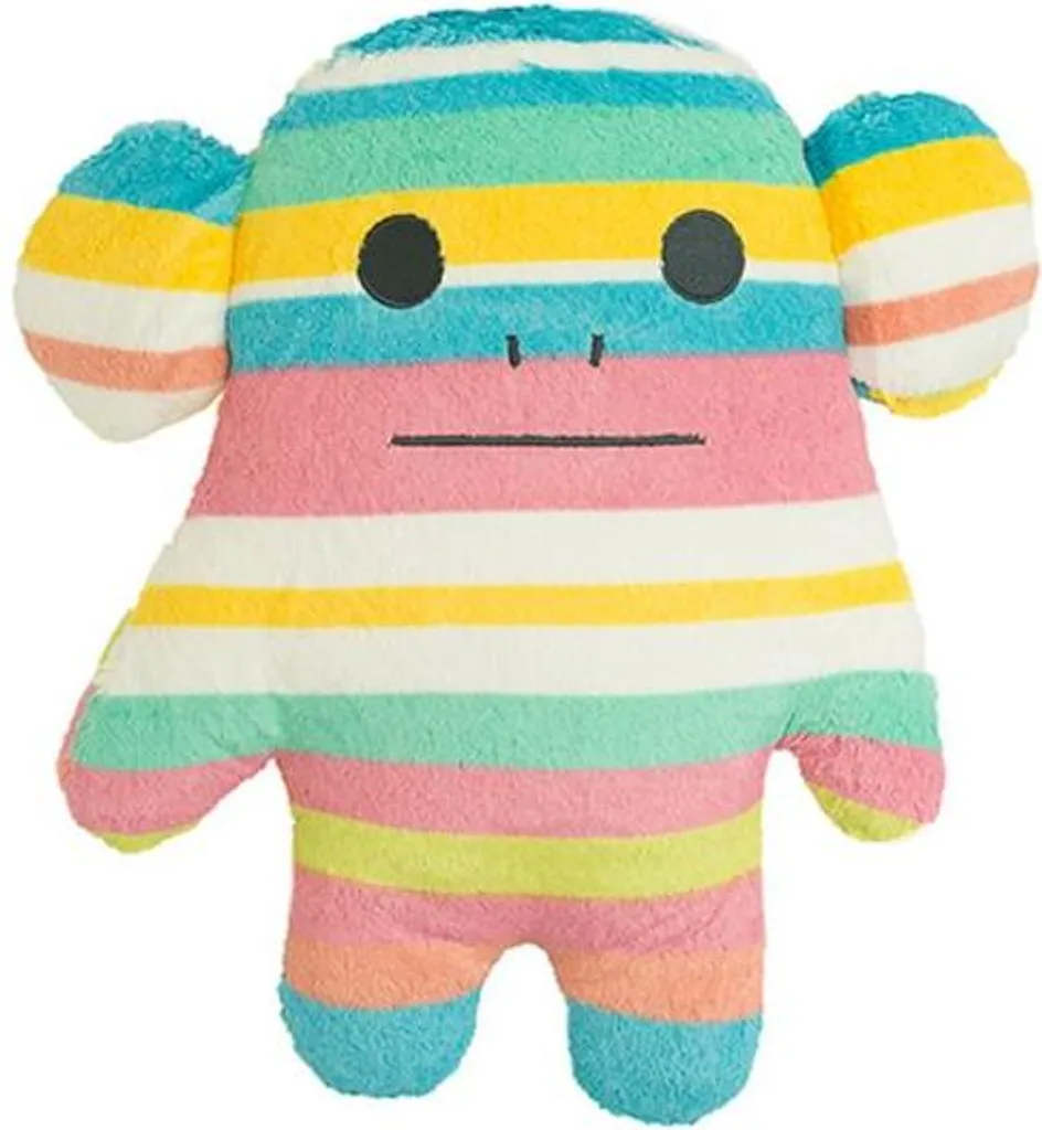 Peluche rayée vert et jaune en polyester - Coussin FRIEND JUNIOR 36x42