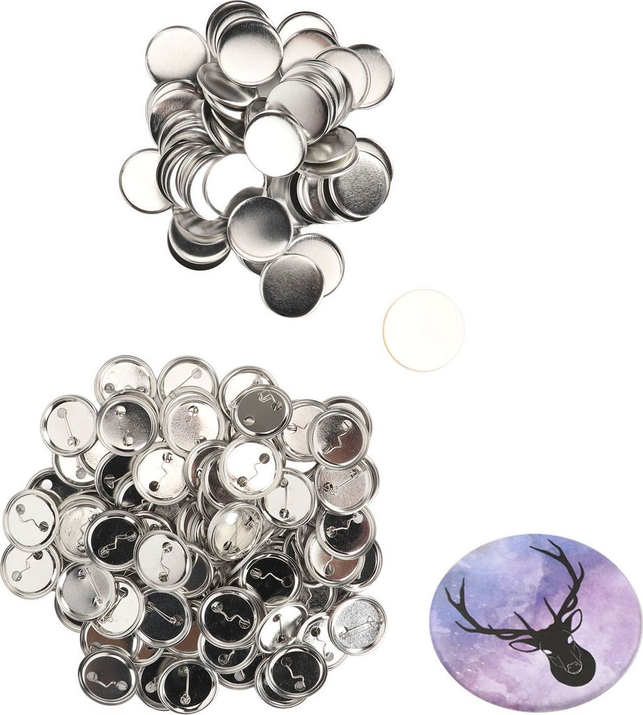 100 Set Pin zurück -Taste Teile Rost Metall Kunststoff rostfeste Glättungsversorgung für Abzeichen DIY 44mm