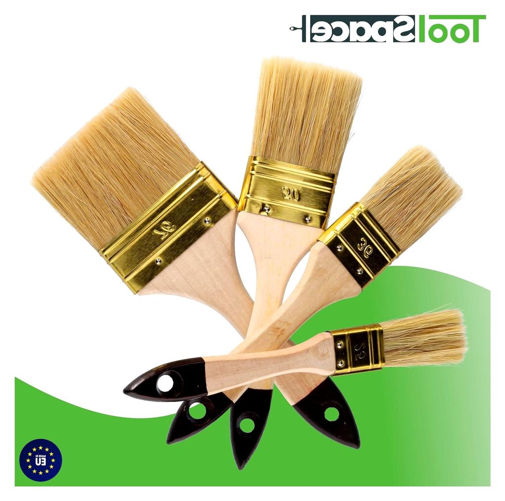 4-teiliges Flachpinselset aus Naturhaar für Lack, Lasur und Farbe mit Holzgriff
