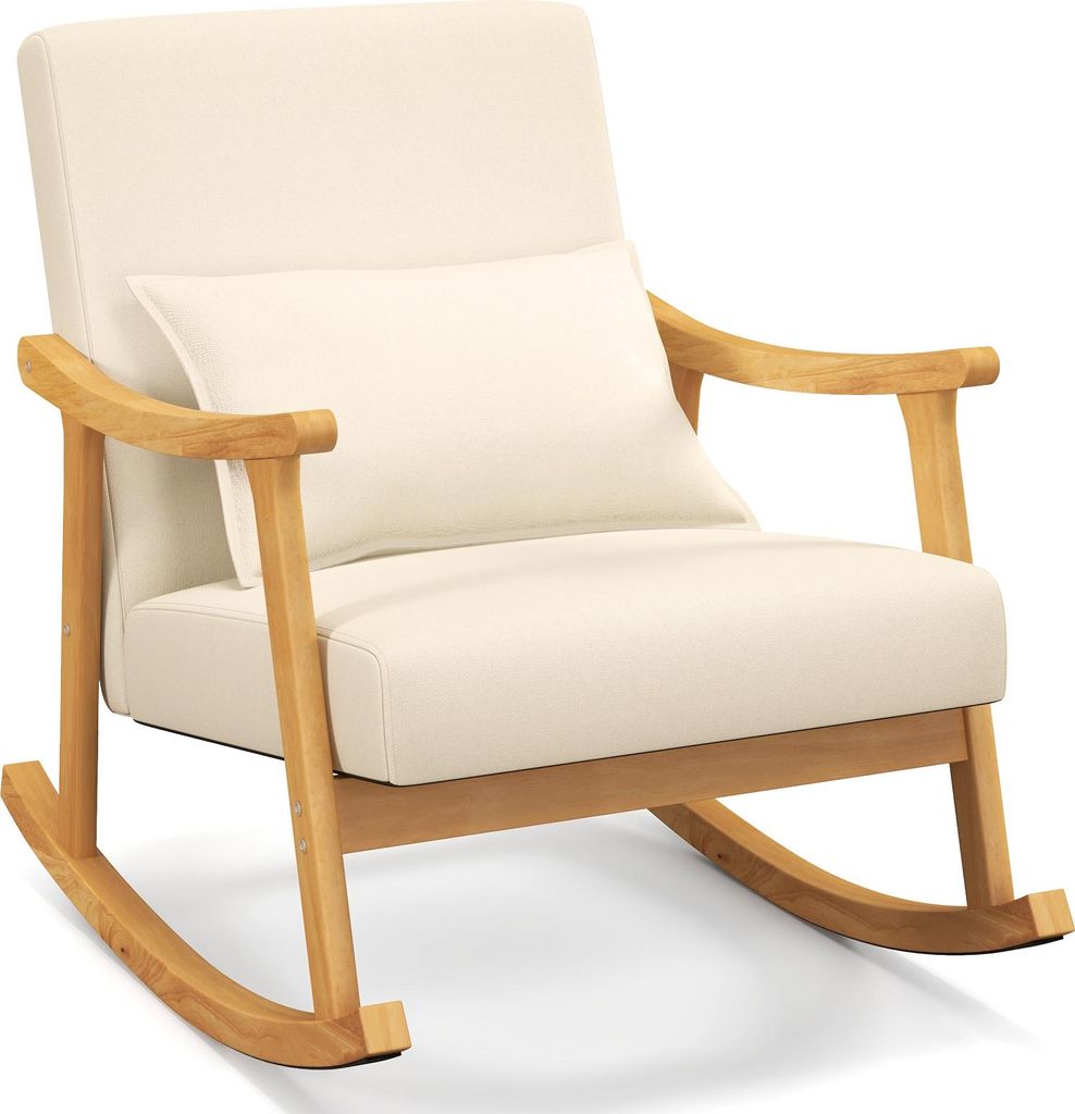 COSTWAY 78x66x83cm sedia a dondolo in legno, poltrona, Immagine del prodotto 