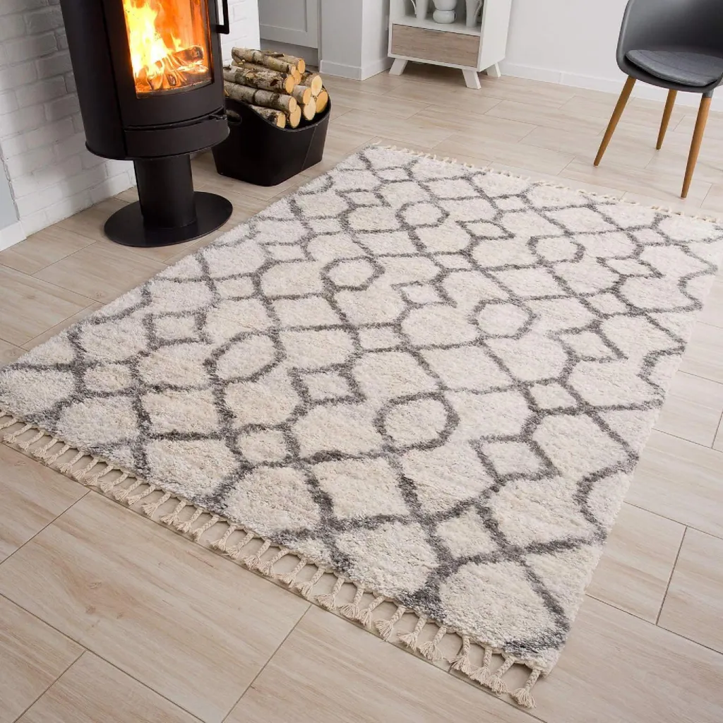 Tapis de salon confortable crème anti-froid pour sols carrelés