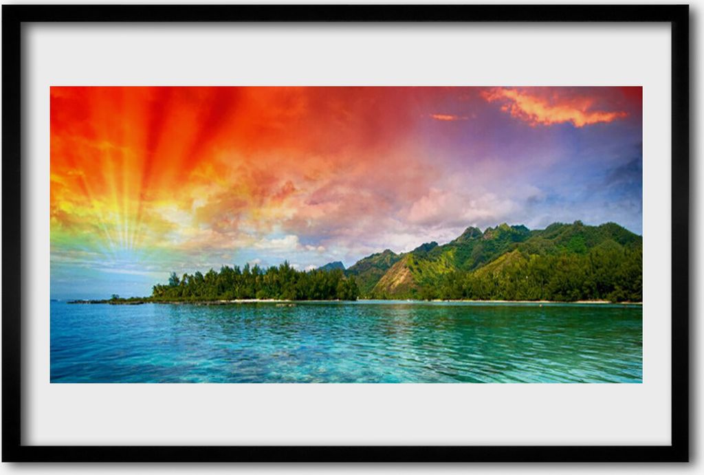 Bild 60x40 MDF-Rahmen Wandkunst Himmel Meer Waldlandschaft