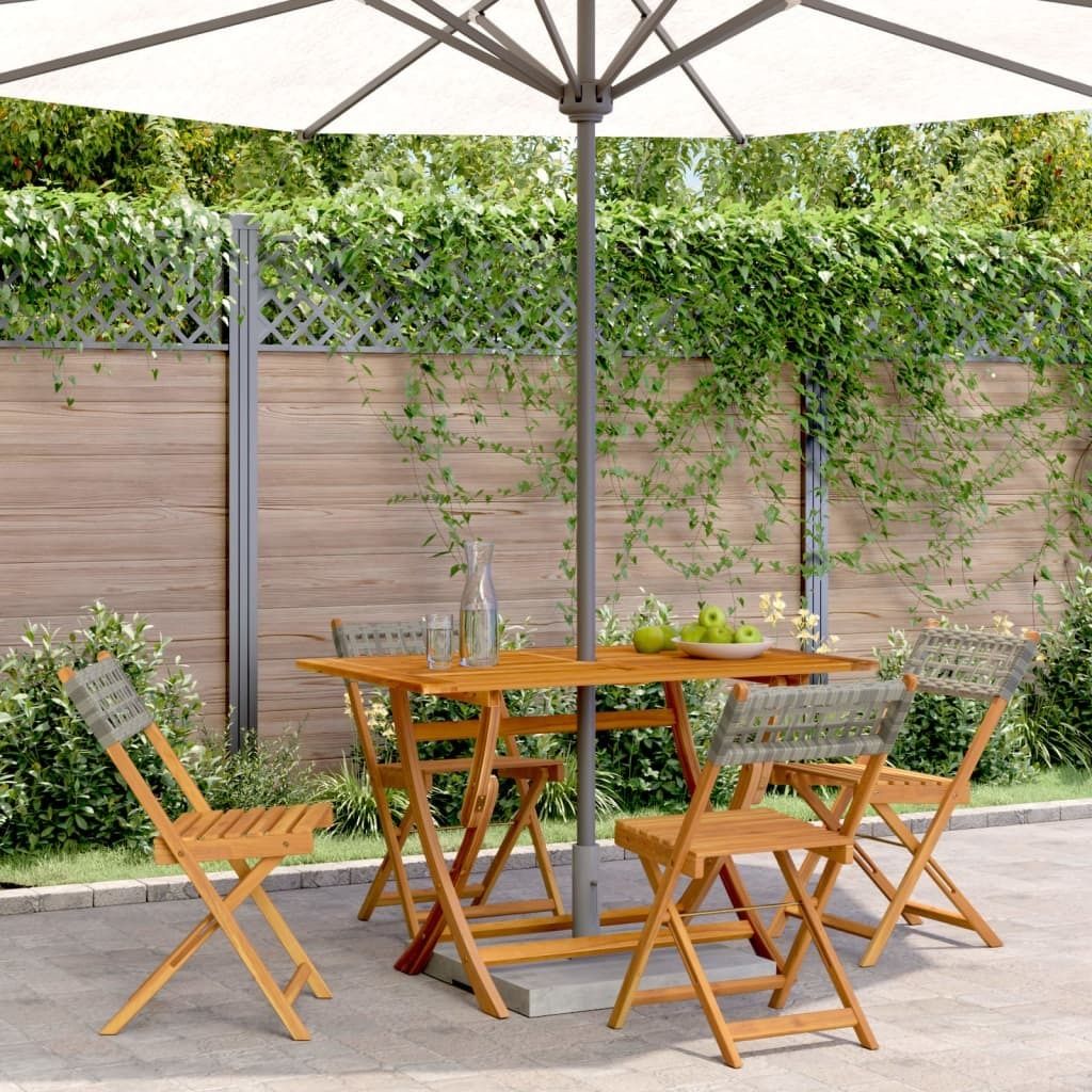 "im Angebot" Gartenstühle 4 Stk. - bis 150 kg - Klappbar Grau Poly Rattan & Massivholz - Stapelsessel CC9583