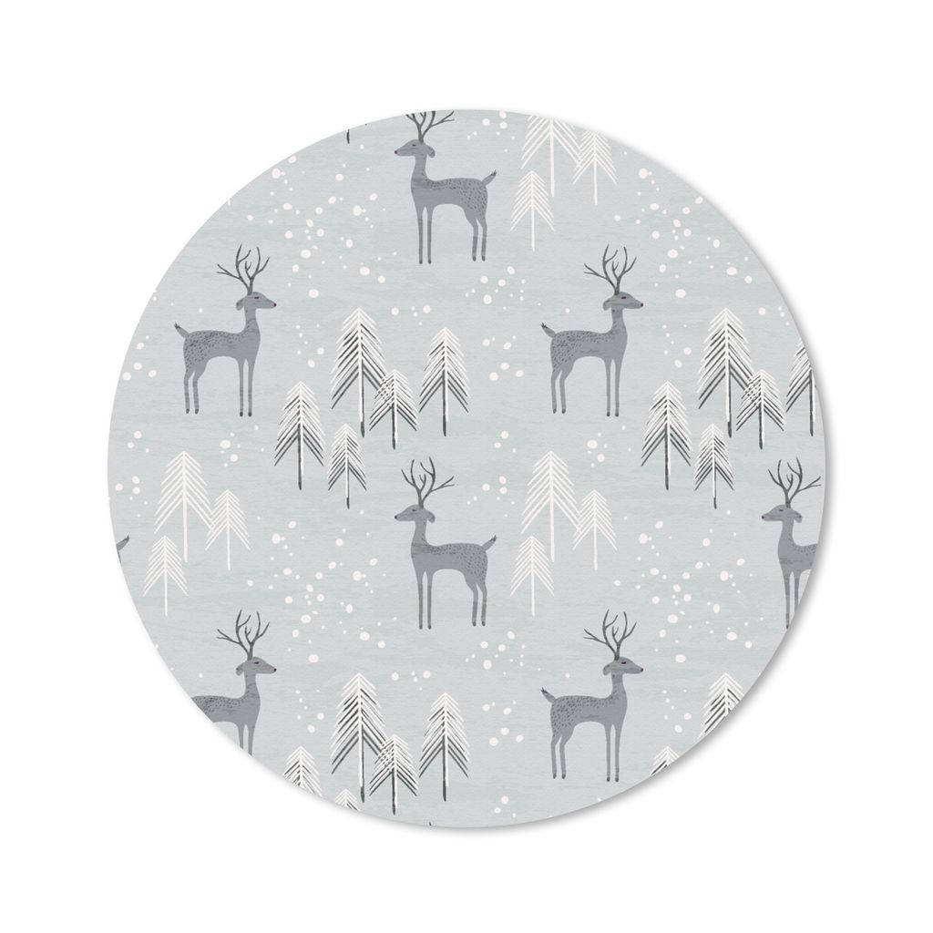 MuchoWow Mauspad Mousepad Muster - Hirsche - Winter 30x30 cm - Mousepads - Maus Mat - Pad - Mausunterlage - Tischunterlage - Schreibtischmatten