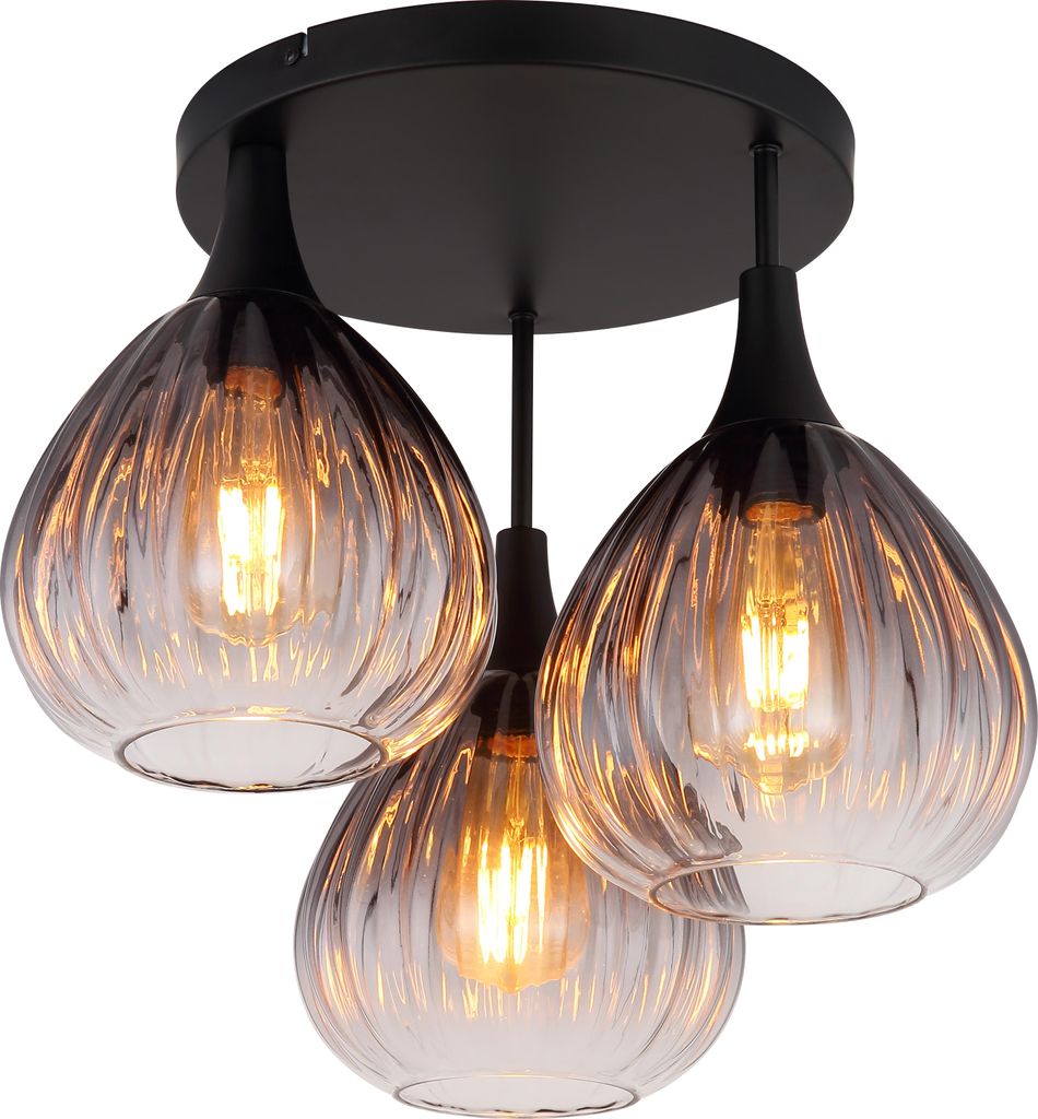 Globo Lighting Deckenleuchte Metall schwarz matt, 3x E27