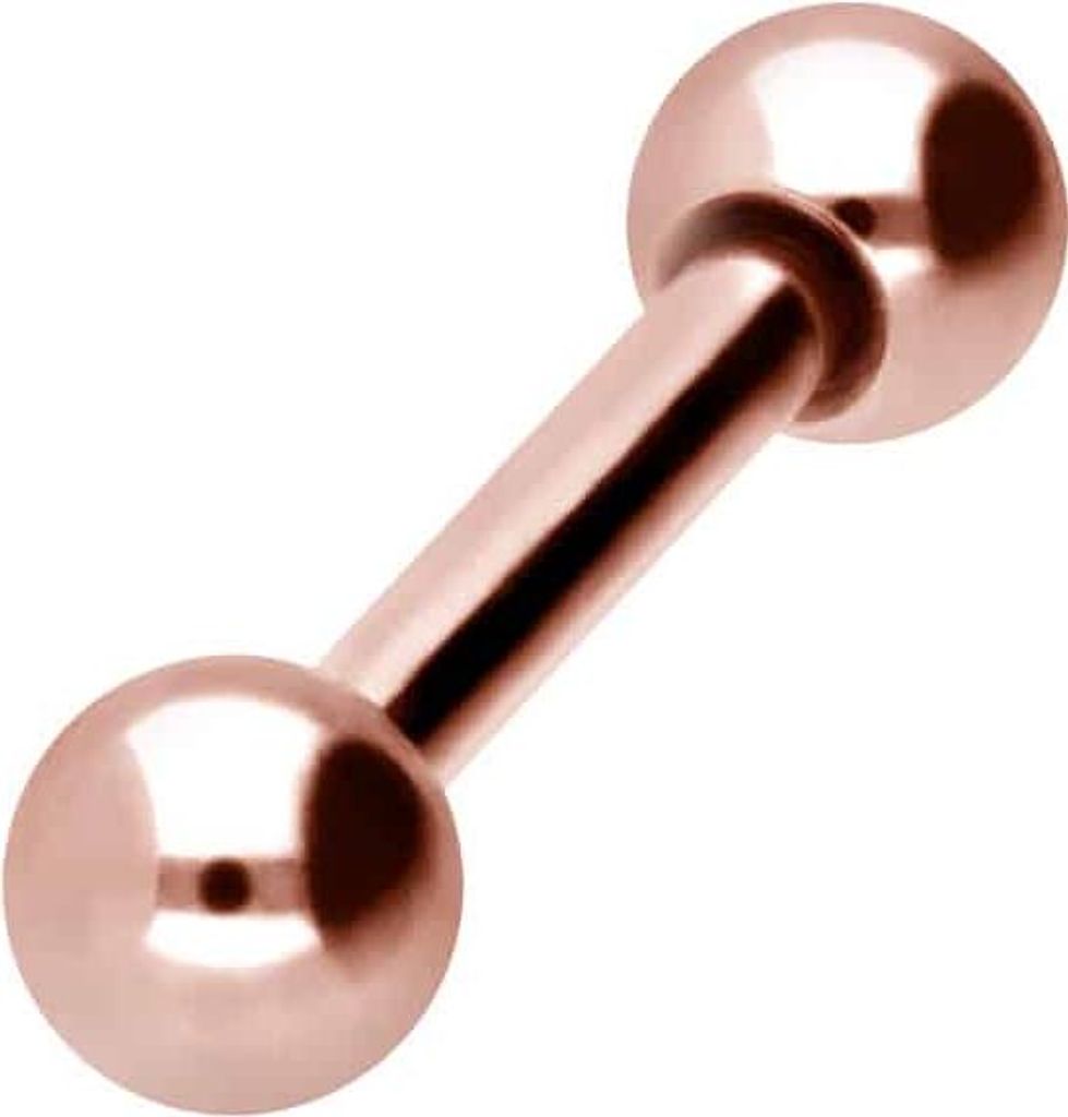 Zungenpiercing, Intim-Piercing Titan Barbell mit Innengewinde RoséGold Stablänge: 7mm | Stabstärke: 1,2mm