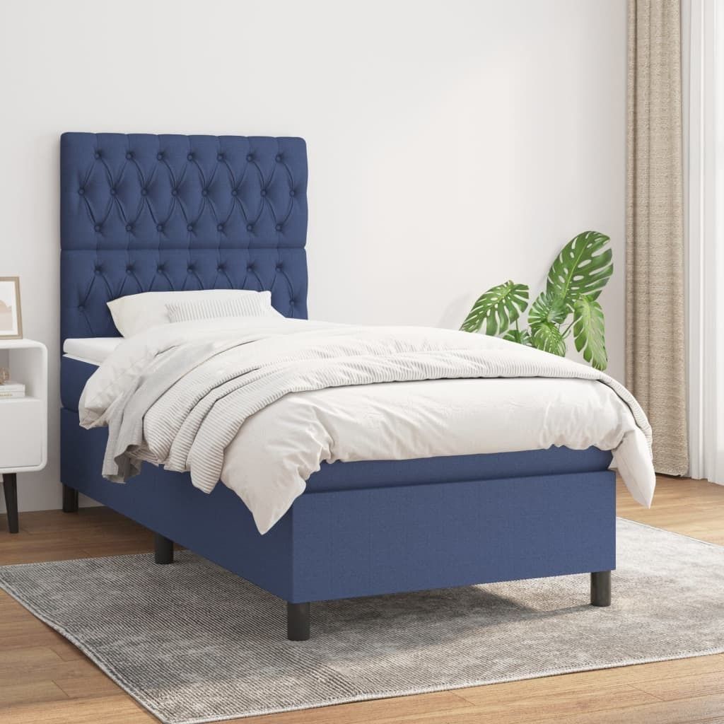 Maison Exclusive - Boxspringbett mit Matratze Blau 100x200 cm Stoff