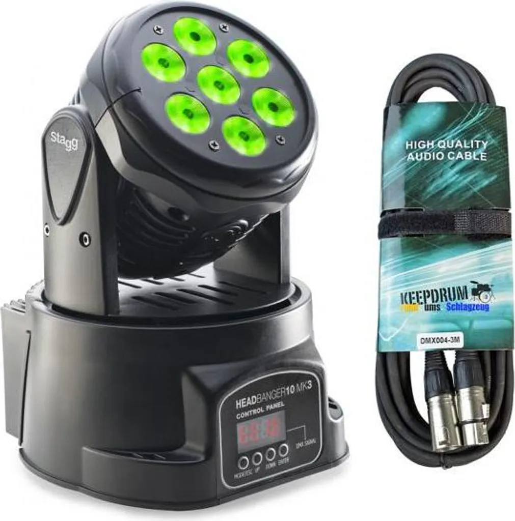 Pack Éclairage Soirée Lyre LED Stagg Head Banger 10 avec Câble DMX