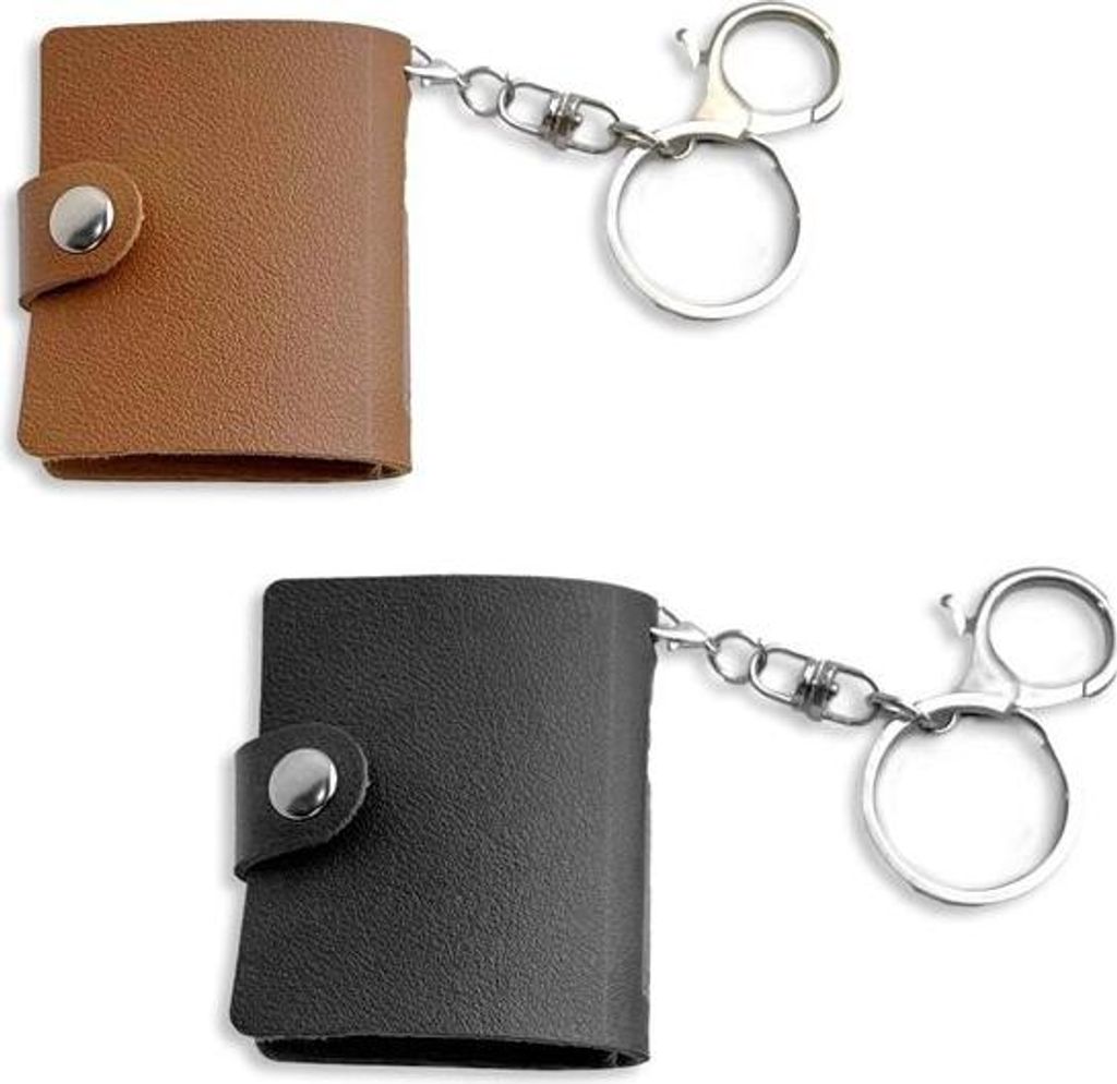 Allecto Plus - Mini-Fotoalbum-Schlüsselanhänger zum Selbergestalten, personalisierbar für Familien und Paare mit kleinen Fächern (Schwarz + Bra...